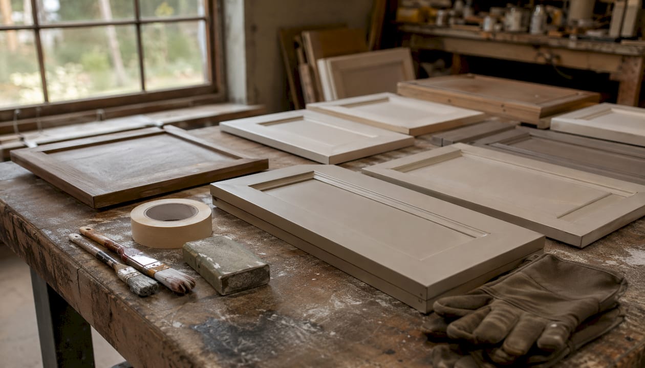 Cabinet doors and tools for painting ready