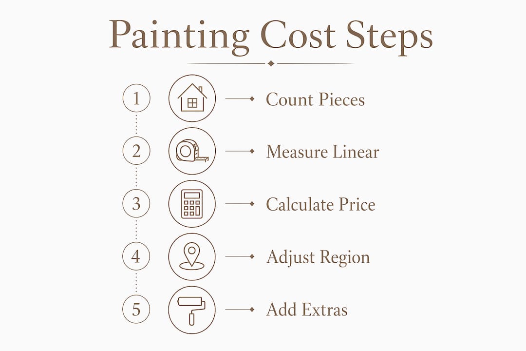 Infographic with five steps to estimate painting cost