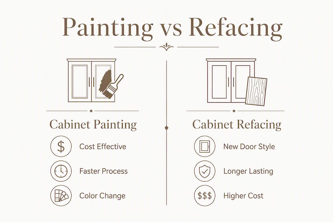 Infographic comparing cabinet painting and refacing