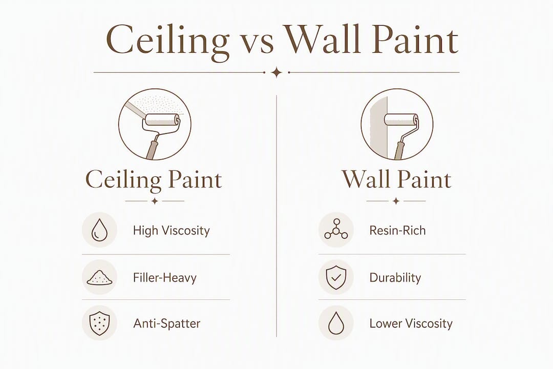 Infographic comparing ceiling paint and wall paint