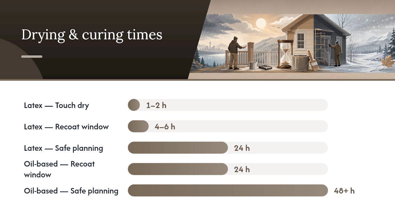 Paint drying and curing timeline comparison