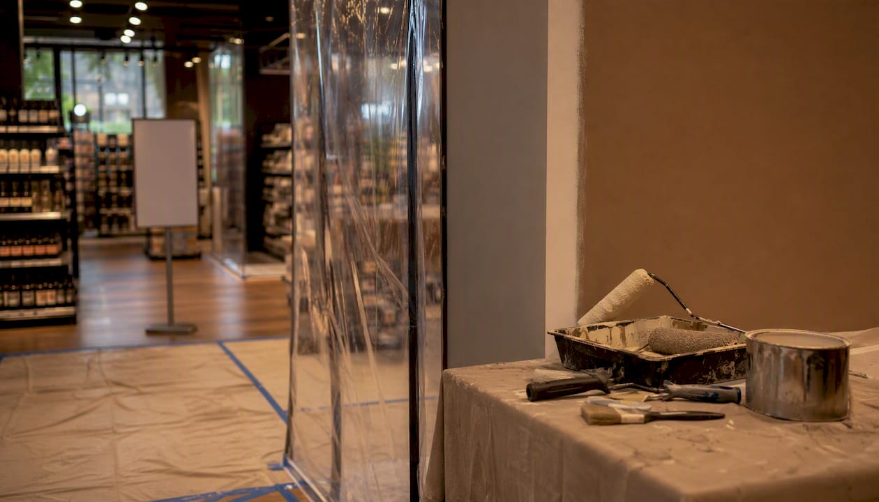 Protected work zone in retail store during repaint